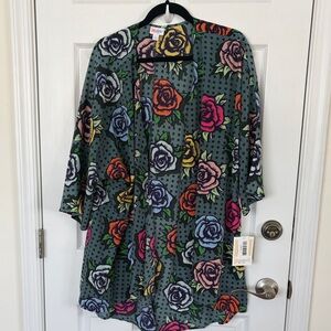 LuLaRoe Floral Kimono with Multicolor Roses